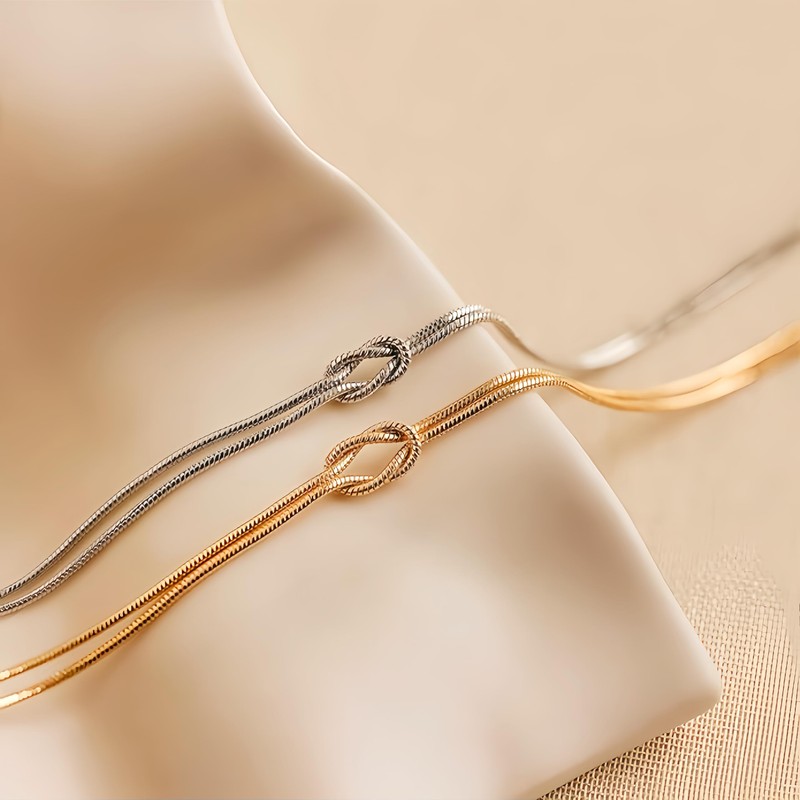 CINSKYING 14K Gold Plated Knot Bracelets for Women Men, Non