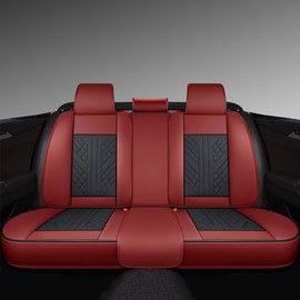 GXT Bench Seat Cover, Premium Faux Leather Bench Seat Covers for Trucks - Universal Fit for Most Sedans SUV Pick-up Truck, Durable for Long Lasting Protection(Red Black)
