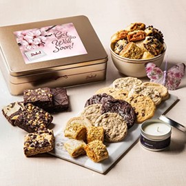 Dulcet Gift Baskets Get Well Aroma Therapy Candle Gift Box ‘Classic Tin Treats Within’ Featuring a Variety of Brownies and Cookies Great Gift Idea for Him and Her with Delivery
