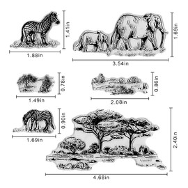 Elephant Zebra Tree Clear Stamps for Card Making and Photo Album Decorations, Animals World Forest Transparent Rubber Stamps Seal for DIY Scrapbooking