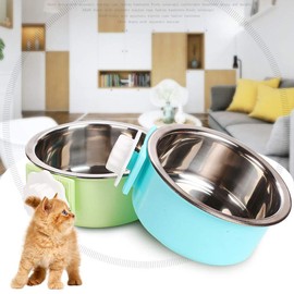 Crate Dog Bowl, Stainless Steel Removable Hanging Food Water Bowl Crate Coop Cup,Pet Cage Bowls with Bolt Holder for Dog, Puppy, Cat, Rabbit, Bird,Small Animals (Small (Pack of 2))