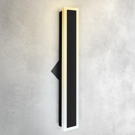 ASD LED 24 Inch Long Flush Mount Wall Light Fixture | 24W 2000LM 3000K-5000K 100-277V | 3CCT, Dimmable, Waterproof, Narrow Style, ETL Listed | Linear Outdoor Sconce, Exterior Porch Lighting | Black