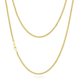 KRKC Real 14K Gold Filled Chain, Flat Diamond-Cut Miami Cuban Link Curb Chain Necklace for Men Boys Women, Hip-Hop Anti-Allergies Chain 2/3/4/5mm, 18/20/22/24Inch