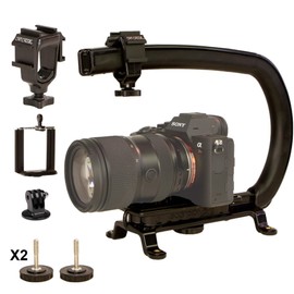 Scorpion EX Video Action Stabilizing Rig Handle Grip Handheld Stabilizer with Hot-Shoe Mount for Canon Nikon Sony Panasonic DSLR & Mirrorless Camera Camcorder (TRIPLE COLD SHOE (X1))