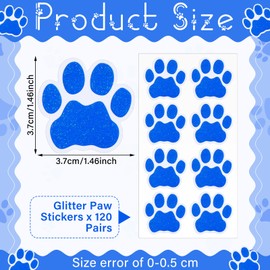 Fullhawl 120 Pairs Eye Black Bulk Tiger Paw Football Stickers Sport Glitter Eyeblack Sticker Team Spirit Accessories for University College Game Day Sports Fans Themed Party Supplies(Blue)
