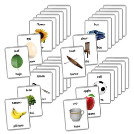 First Words Flash Cards - 48 Baby Cards for Early Years Learning | Homeschooling | Multilingual | English Bilingual | Baby Toys Learning (Spanish + English)