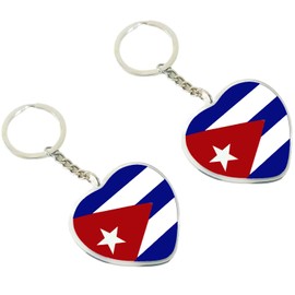 JAVD Cuba Flag Keychain Cuban Key Ring- 2 Pack