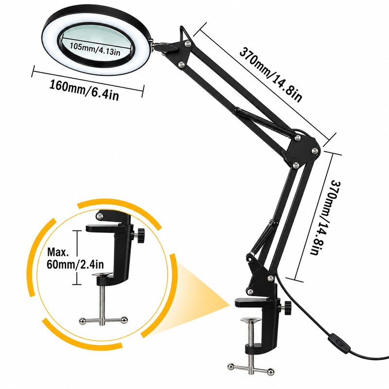 LED Illuminated Magnifying Glass Lamp – 8X/10X Adjustable Magnifier with