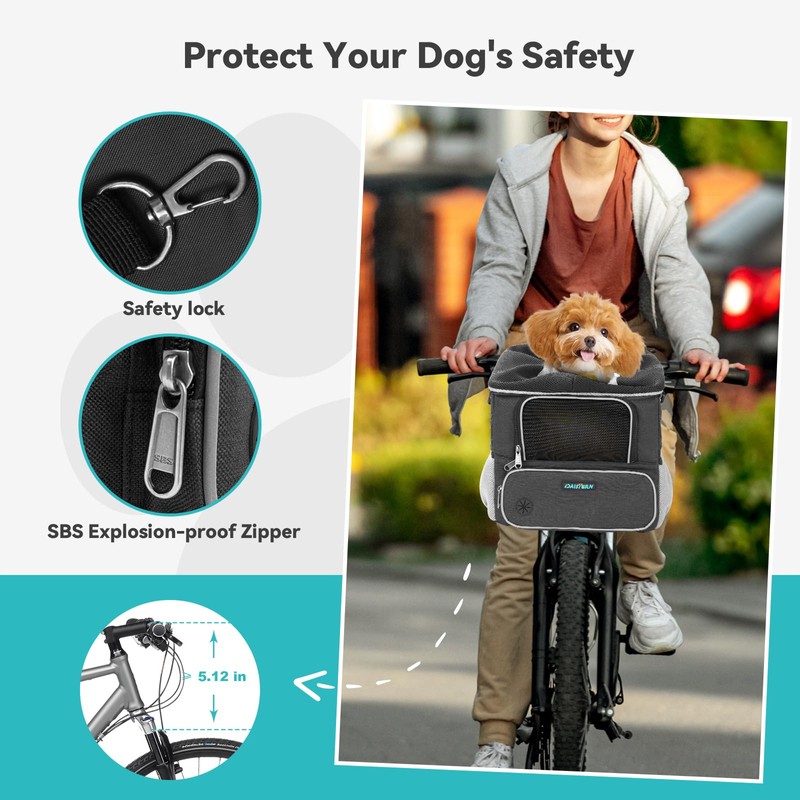 DAISTERN Dog Bike Basket for Small Dogs up to 10lbs,