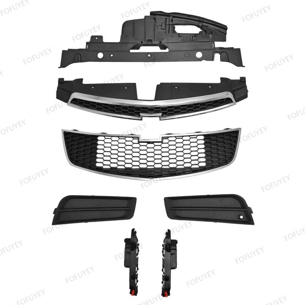 FOFUYEY For Cruze 2011-14 Radiator Support/Bumper Upper Grille Lower mesh/Foglight