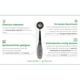 MatchaTherapy Matcha Tea Measuring Spoon, 1 Gram, 1 Serving of Matcha, Premium Stainless Steel, Measuring Cup, Durable and Dishwasher Safe, Matcha Scoop