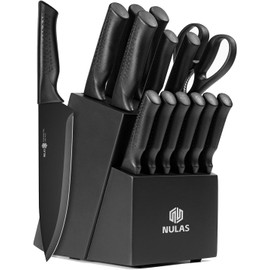 Home Hero Juego de cuchillos de cocina, cuchillas de acero inoxidable de alto carbono y afilador integrado, asas ergonómicas y almacenamiento de bloqu