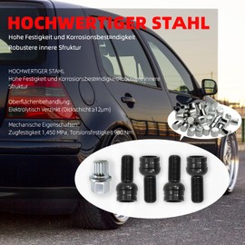 M14x1,5 Radschrauben Radmutter Schlüssel, passend für Passat B6 Golf 4 5 Polo 9N Tour-an Je-tta Beetle Bo-ra Caddy Eos Fox A2 A3 8P A4 B5 A6 4F A8