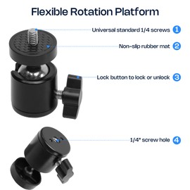 Mini Tripod, Desktop Stand,Portable Tripod,Compact Tripod with 1/4" Screw, with 360° Tripod Ball Head, Suitable Cameras,Webcams,Ring Light