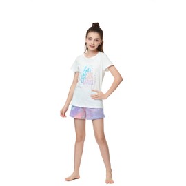 Beezizac Pajamas for Girls – Sleep Under The Stars Theme Sleepover/Sleepaway Camp PJS Set 100% Cotton Kids Summer Tween Clothes Size 14