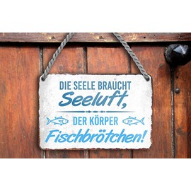 schilderkreis24 Metal Signs Collection 18 x 12 cm - North Sea, Baltic Sea & Sea: Decoration & Gift Ideas with Maritime Sayings (Sea Air Fish Rolls)