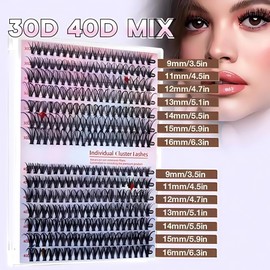 Generic DIY Lash Extension 100% Handmade Lash Clusters Natural 30D 40D D+ Curl 9-16mm Individual Lashes Eyelash Clusters for Beginners DIY Eyelash Extension at Home (30D+40D D+)