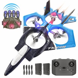 BEZGAR RC Jet for Children | 2.4GHZ 6-axis Gyro Remote Control Airplane,360° Flip Fighter Jet Toy, Gesture Control RC Helicopter, Toys for Ages 8-13 with Colorful LED Navigation Lights - Colour: Blue