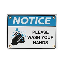 Dulton H20-0144WH Plate Enamel Notice Sign, Height 4.7 x Width 6.7 x Depth 0.2 inches (120 x 170 x 5 mm), ENAMELED NOTICE SIGN WASH YOUR HANDS