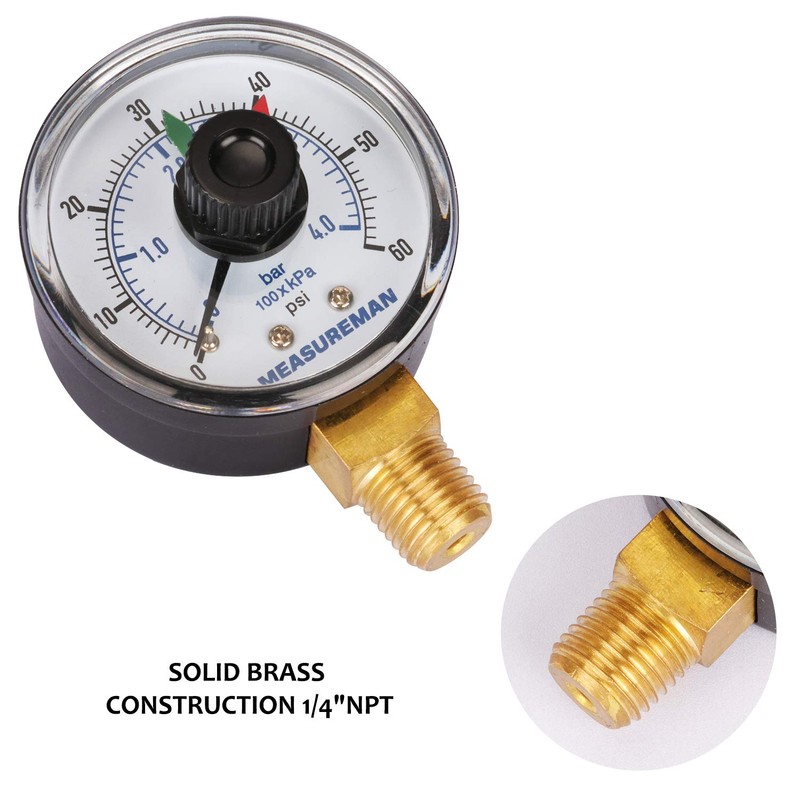 MEASUREMAN Boxed Pressure Gauge with Dial Replacement for Select Filters,
