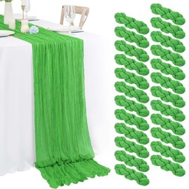 24 Pack Cheesecloth Table Runner 35 x 70 inch Boho Rustic Romantic Gauze Table Runner Cheese Cloth Table Runner for Wedding Bridal Shower Birthday Party Table Decor (Green)