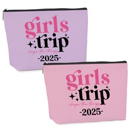 CHQIUCR 2 Pcs Girls Trip Gifts Girls Weekend Gifts for Women Girls Trip Favors Makeup Bag Cosmetic Bag for Female Lady Girl Daughter Friend Coworker Niece Weekend Bag Vacation Christmas Birthday