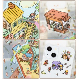 DIY 3D House Stickers, 4 Sets Fun DIY Stickers Scene Make Your Own Mini House Cute Cartoon Animal Scene Stickers for Kids Adult Sticker Art Relief Stress Pass The Time