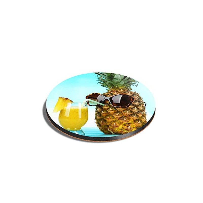 1 x Round Coaster - Funny Pineapple Drinking Smoothie Cork