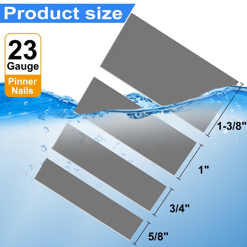 SimCos 23 Gauge Stainless Steel Pinner Nails (5/8",3/4",1",1-3/8") assorted 4