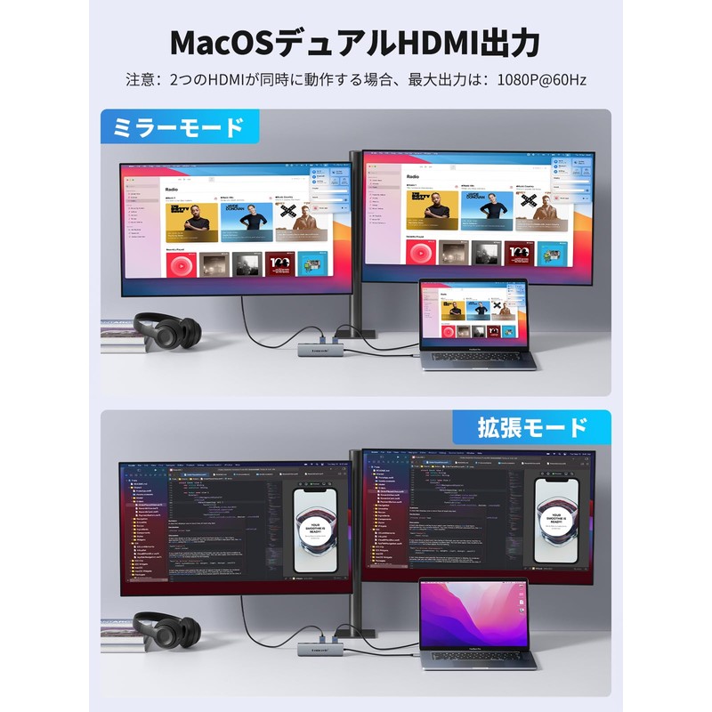USB Docking Station 2 hdmi 3 Screens Extended USB C