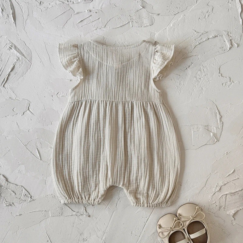 Verano Bebé Niña Encaje Hongo Borde Onesie
