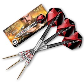 Shot! Darts Michael Smith Achieve Center Weighted 90% Tungsten Pro Throwing Darts Steel Tip Set Professional Made in New Zealand Designed Dart Flights for Women & Men Metal Tip Bar Darts for Adults (25)