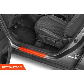 Luxshield Car Door Sill Protector for Toyota Aygo X 3 (III) I 2022-2025 - Protective Film Car Door Accessories Trim Paint Protection Film Carbon Black
