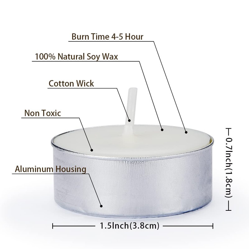 DEYBBY Natural Soy Wax Tealight Candles Bulk,100 Pack UnScented Tea