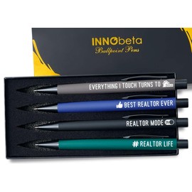 InnoBeta Realtor Gifts for Men, Funny Gifts for Real Estate Agent, Ballpoint Pen Set of 4, Gift Ideas for Men on Birthday, Christmas, Appreciation