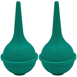 Sterile Rubber Bulb Syringe, 2 Pack, Green 1oz, Ear Wax Removal Ear Syringes For Baby & Adult Nasal Care, Sinus Rinse, Ear Syringes For Removing Ear Wax, Gentle Irrigation, Flat Bottom For Stability,