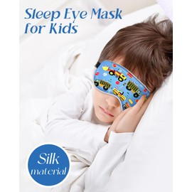 Miss Adola Sleep Mask for Kids - Cute Kawaii Cartoon Silk Sleeping Mask with Adjustable Strap Soft Smooth Light Eye Mask for Sleeping Silk Kids Eye Cover for Boys Girls Teens, BU Work Truck