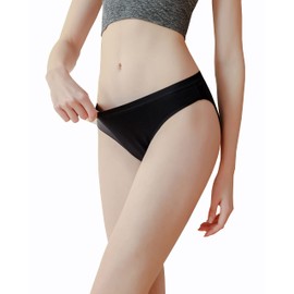 AIRCUTE Washable Absorbent Urinary Incontinence Underwear for Women or Girl, Bikini Panty for Light Bladder Leakage (25ml) Protetction, Black (X-Large)