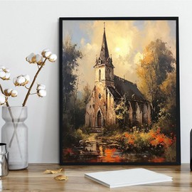QACEYID Acrylic Adults Paint by Numbers Kits on Canvas, Medieval Church, Family Gifts for Christmas 40x50cm Without Frame