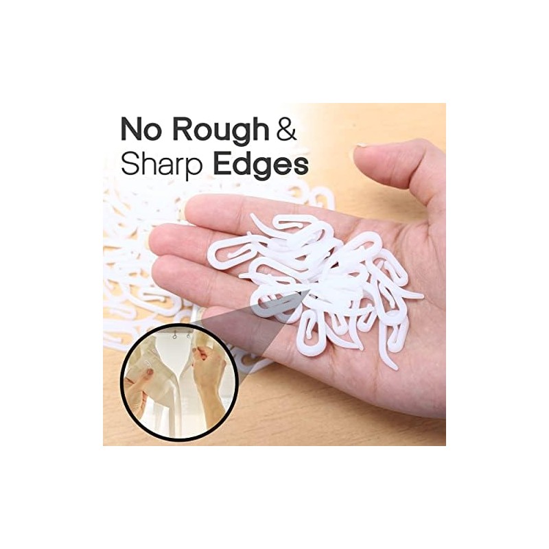 Yuhman 200-Pack Premium White Plastic Curtain Hooks - 2.8cm x