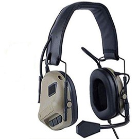 ATAIRSOFT Tactical Headphones Military Standard Shooting Earmuffs Use with PTT Walkie Talkie Radio Airsoft Tactical Headset TAN, tan