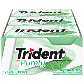 Trident Purely Spearmint Sugar Free Gum 12 Packs 14 Pieces 168 Total Chews