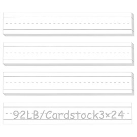 LOTMER 100 Sheets Sentence Strips 3 x 24 Inch, 92LB/250gsm Cardstock Sentence Strips White Sentence Strips for Teachers, Classrooms, Offices