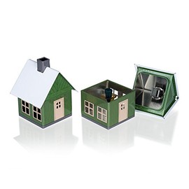 Crottendorfer - Räucherhaus Metall inkl. Räucherkerzenhalter - für Räucherkerzen Gr. M - Maße: 7,2x7,8x9,8cm - Motiv: Waldhaus, Grün - Made in Germany