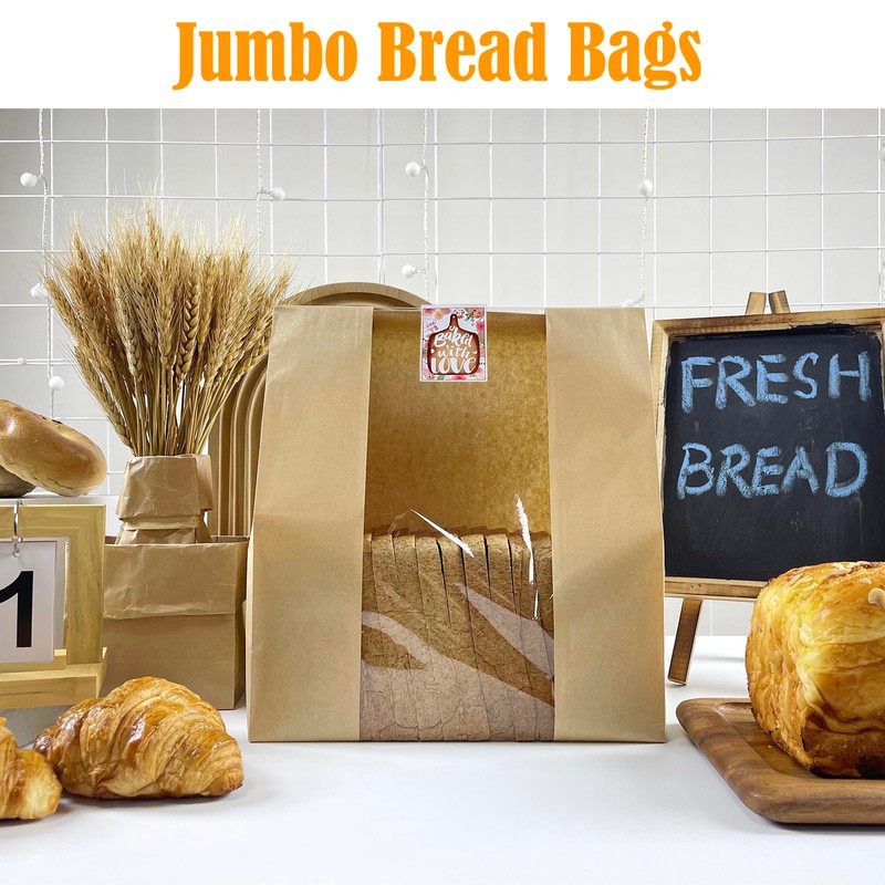 HiCivan 15.7x10.2x5.1in Extra Large Paper Bread Bags for Homemade Bread