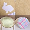Easter Bunny Basket with Plaid Trim, Burlap Fabric, Easter Basket,