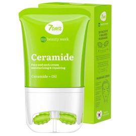 7DAYS Korean Ceramide Face Cream with Massage Roller - Strengthens the Skin Protection Barrier - Intensive Care for Face & Neck for Dry Skin, 80 ml