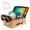 Bamboo Charging Station for Multiple Devices, Desktop Organizer Docking Station,