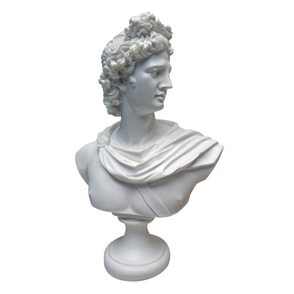 Design Toscano PD72520 Apollo Belvedere Bust Statue, 12.5 Inch, White