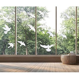 Anti Collision Window Bird Stickers Cling Save Birds and Glass Door Protection (12 Pcs, Transparent)